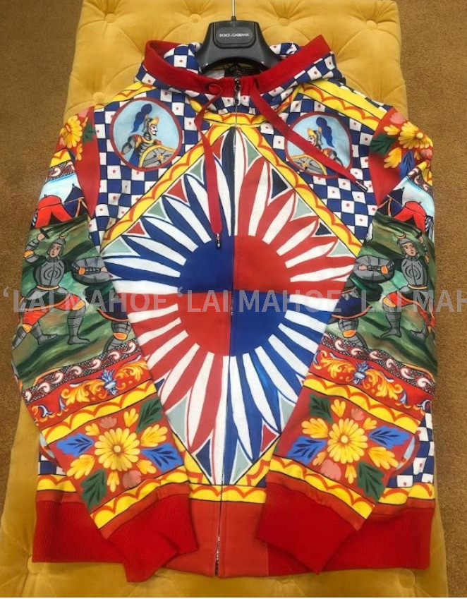 DOLCE & GABBANA メンズ 柄 プリント フード パーカー