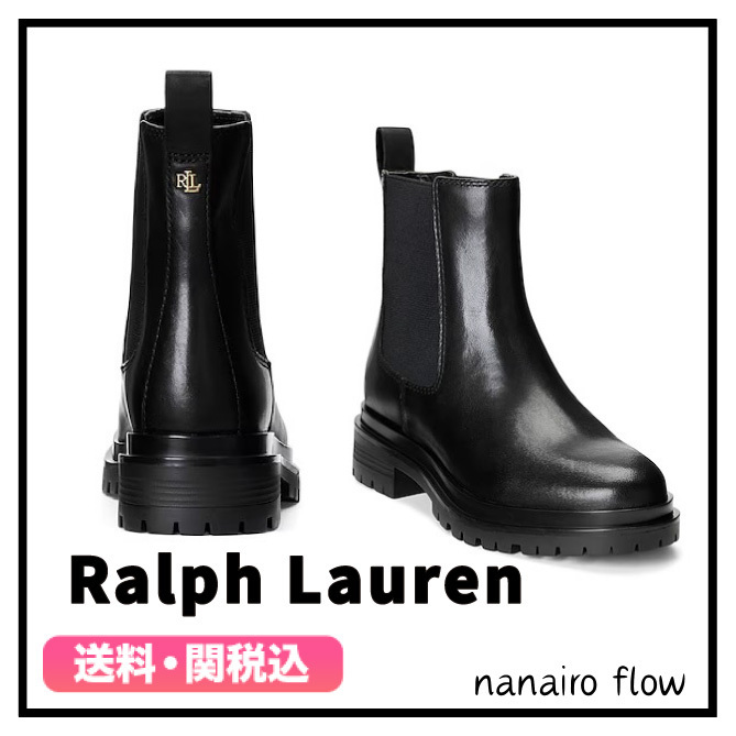★LAUREN RALPH LAUREN★ロゴ レザー ショートブーツ 送料関税込