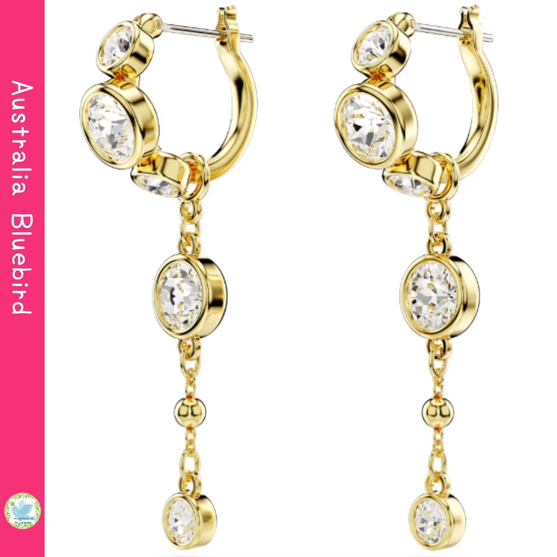関税込み★SWAROVSKI★Imber フープドロップピアス 取り外し可能