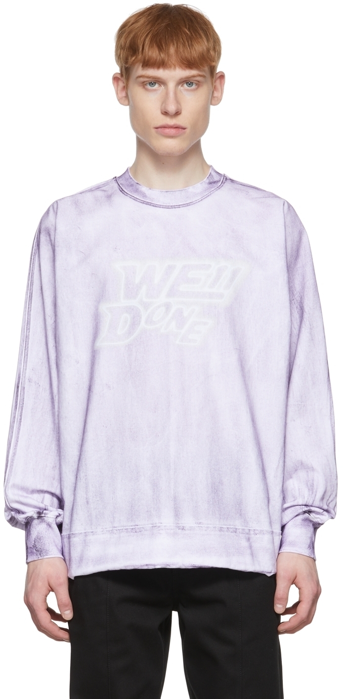 【関税込み】We11done パープル コットン 長袖Tシャツ
