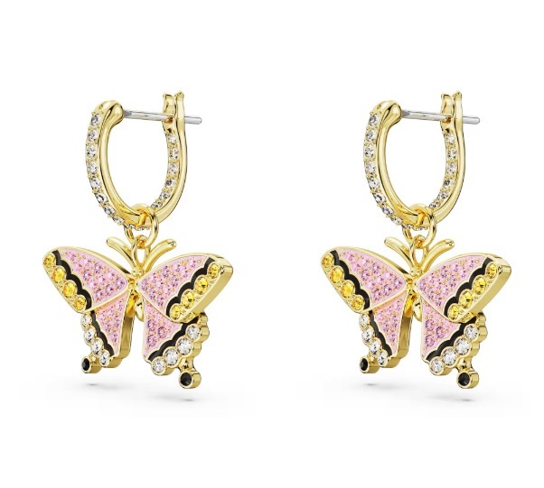 関税込み☆SWAROVSKI☆Idyllia ドロップピアス 蝶 ミニフープ