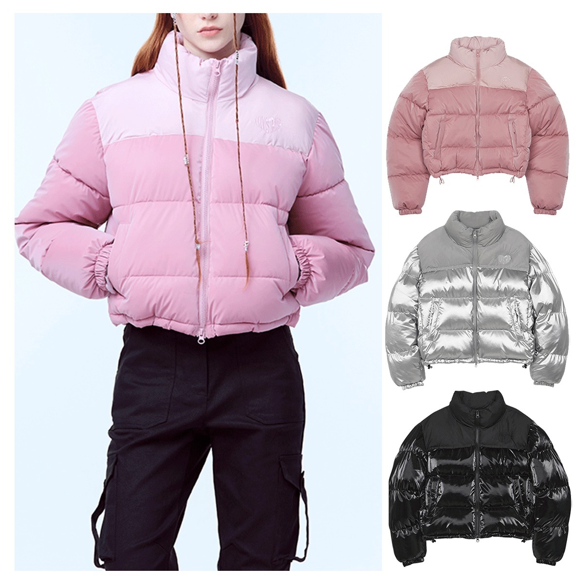 ダウンジャケット・コート LUV IS TRUE AM GLOSSY SHORT PUFFER JACKET 4BNY454