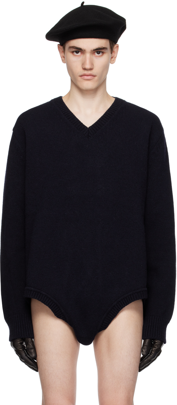 【関税込み】Maison Margiela ネイビー Vネックセーター