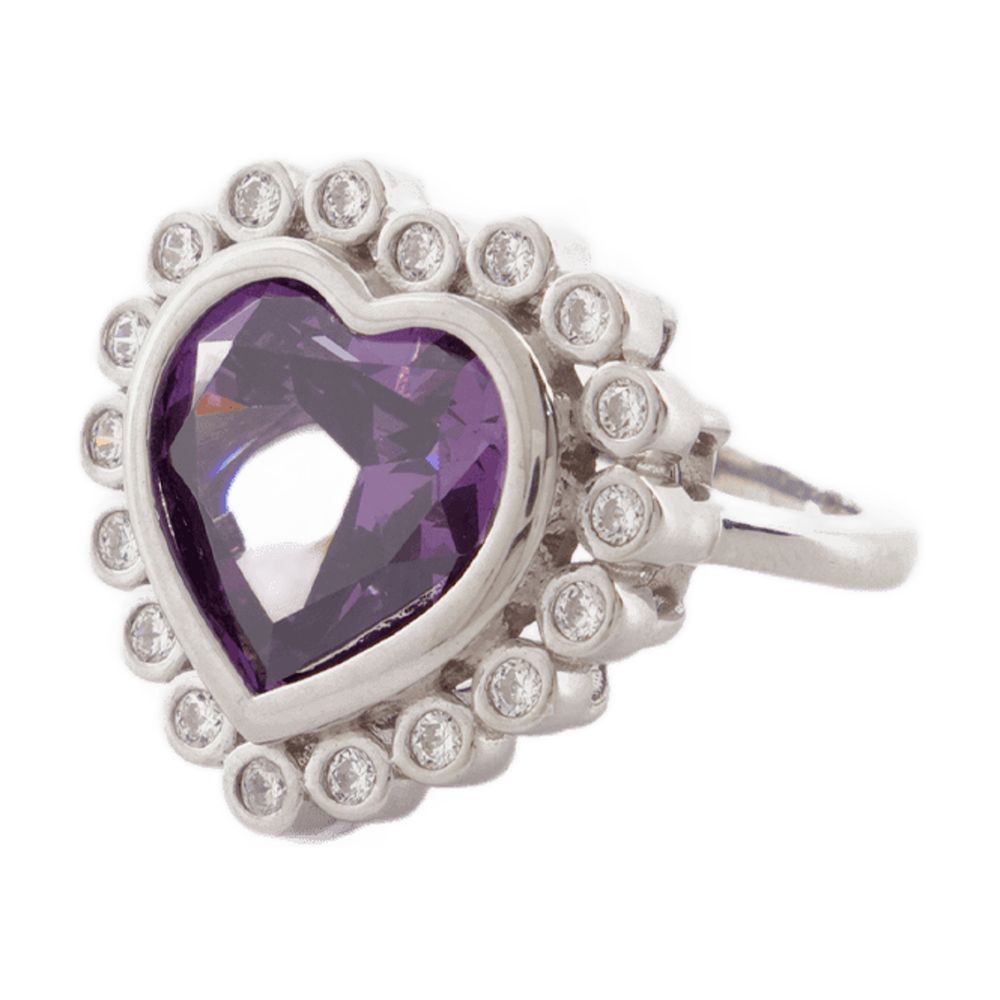 【関税込み】N-Dia Heart Ring 3, Purple/Gold Plated