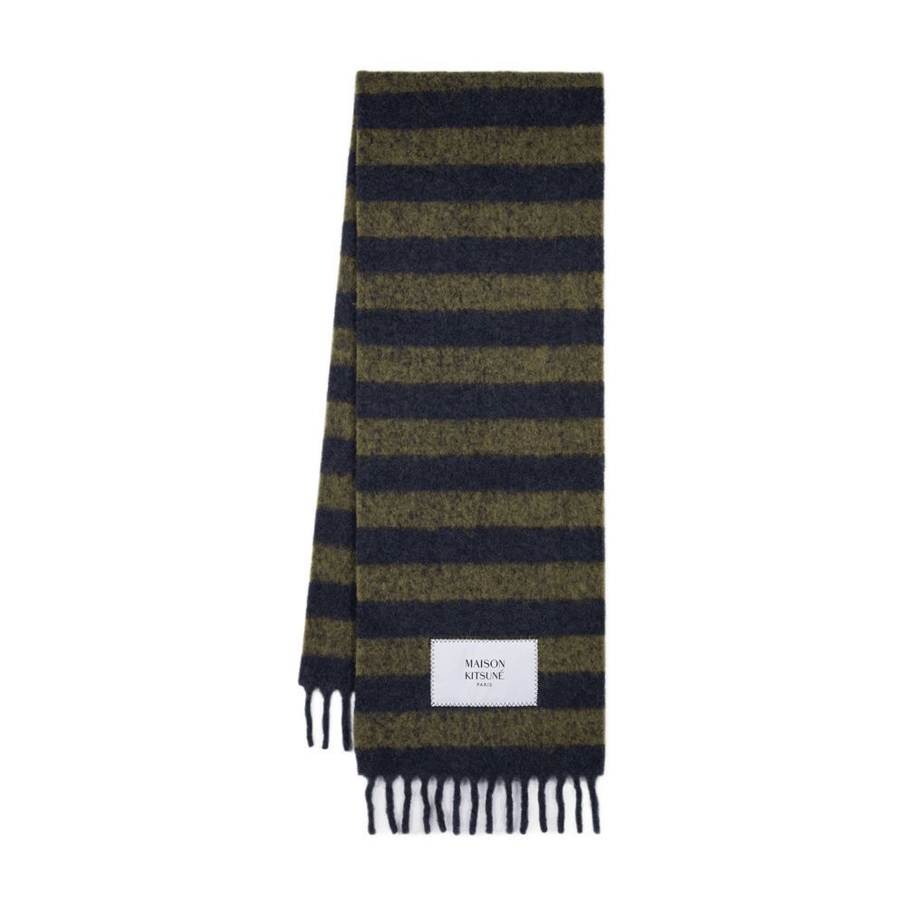スカーフ Rugby Stripes Scarf - Maison Kitsune - Wool - Blue/Khaki
