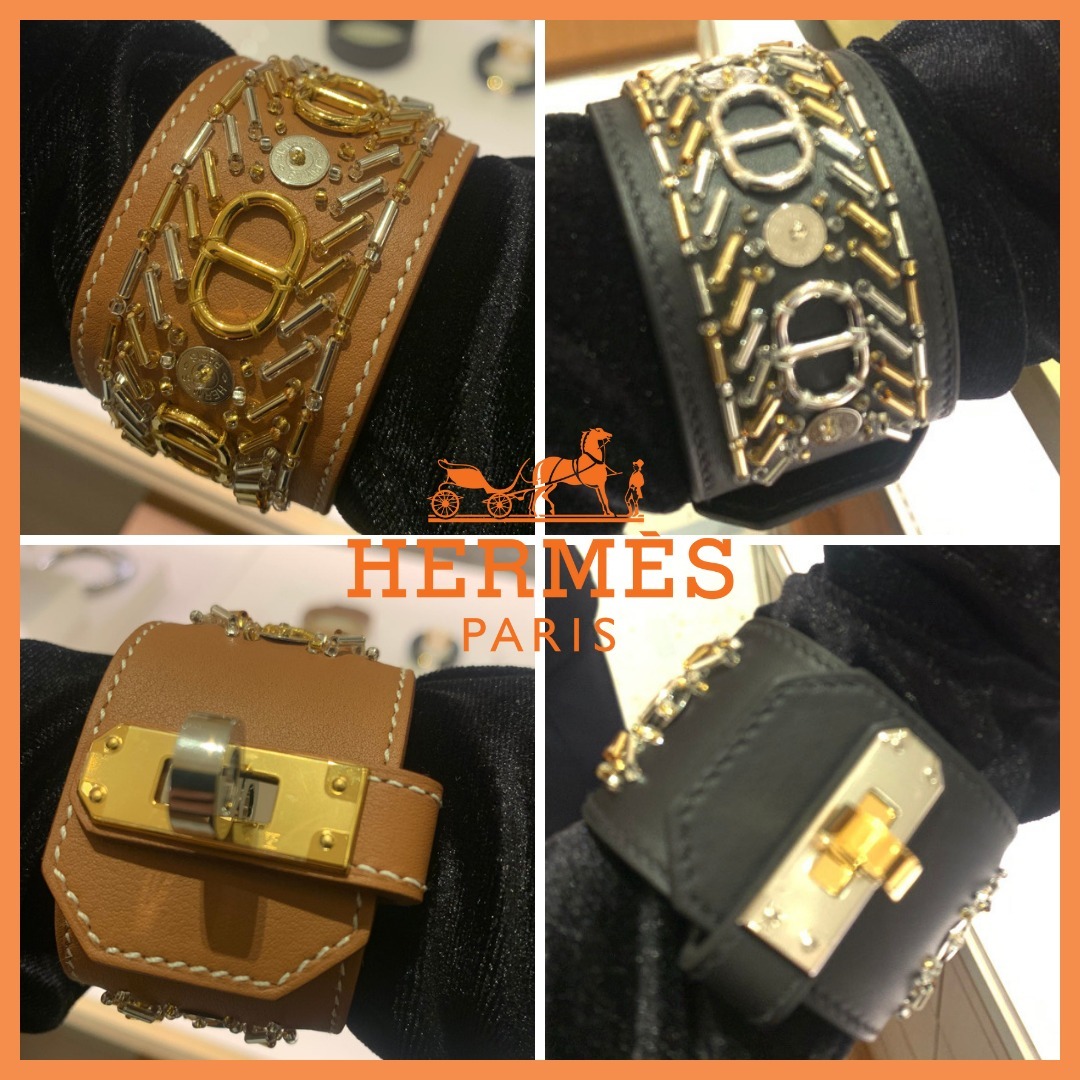 【HERMES】豪華な装飾♪レザーブレスレット