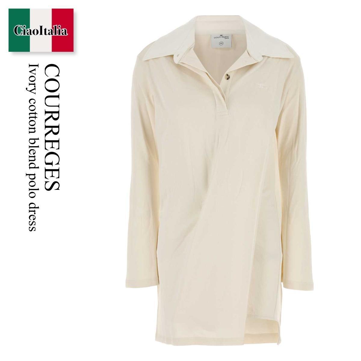 ワンピース Courreges Ivory Cotton Blend Polo Dress