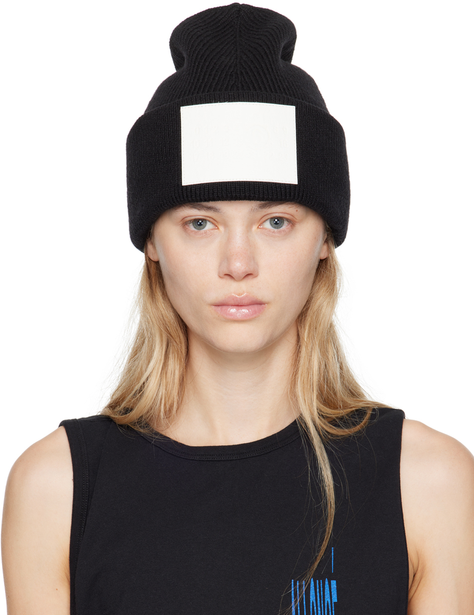 【関税込み】MM6 Maison Margiela ブラック ロゴパッチ ビーニー