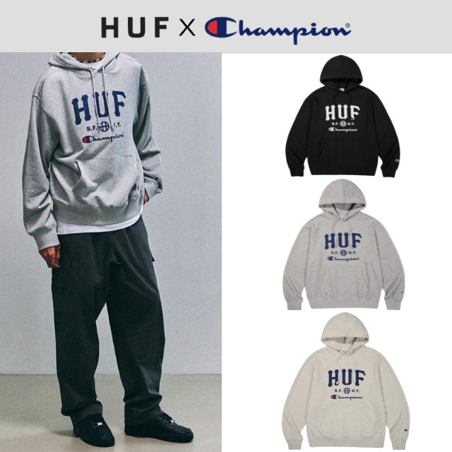 【HUF】 CHAMPION SWEAT CREWNECK 3色 パーカー