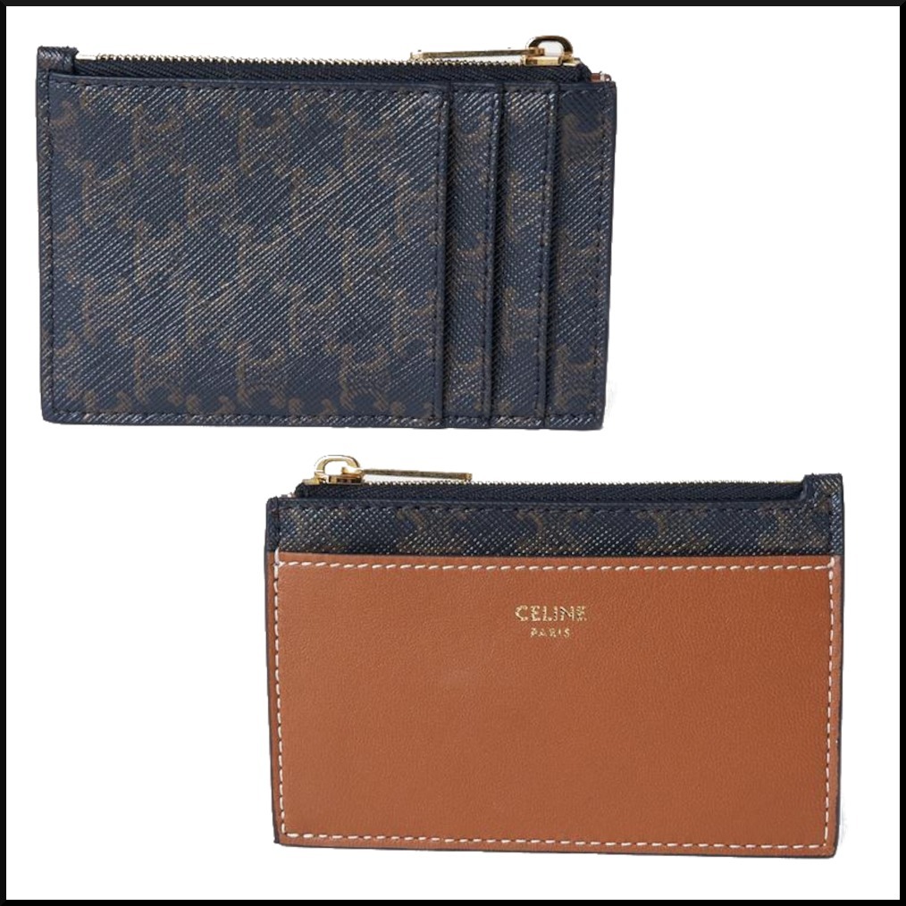 25新作 CELINE ジップ付き カードホルダー トリオンフ ラム