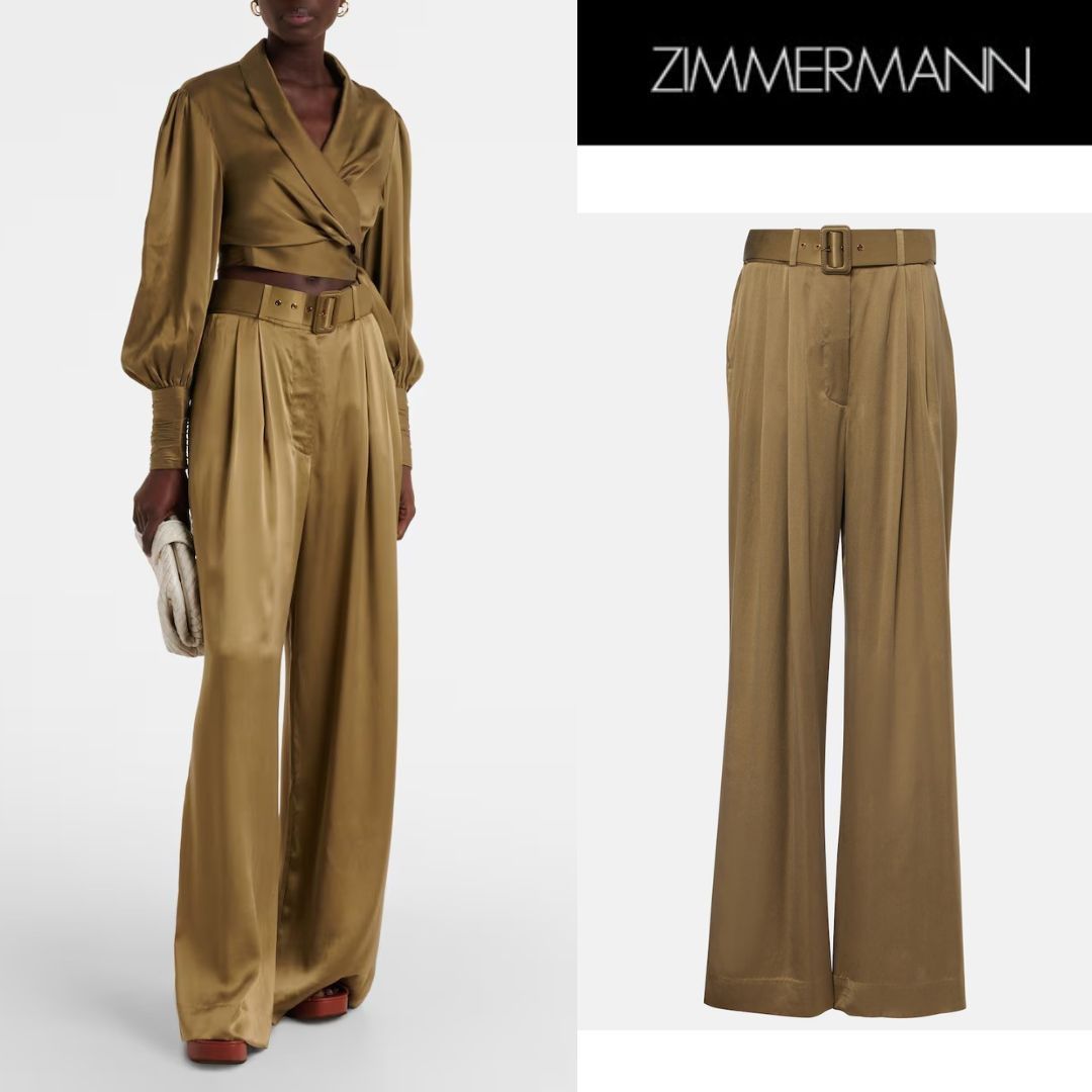 【Zimmermann】Tuck silk wide-leg pants