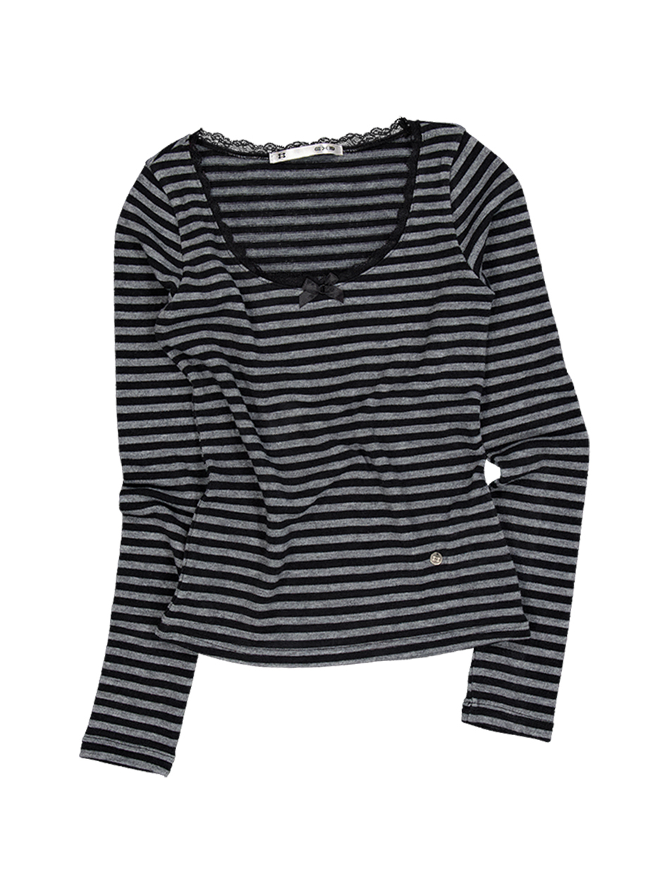 《SETUP-EXE》 STRIPE LACE TOP