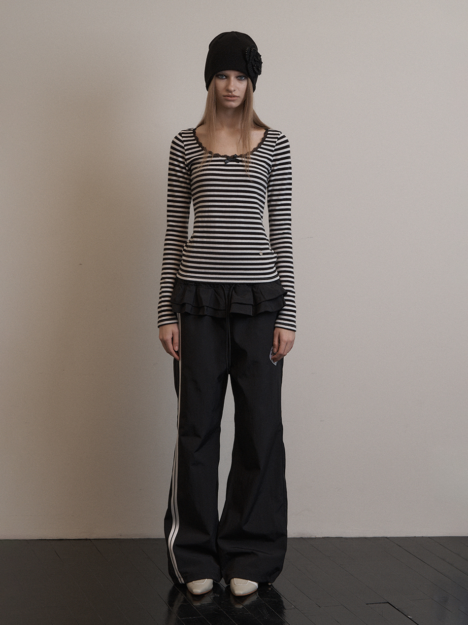 《SETUP-EXE》 STRIPE LACE TOP