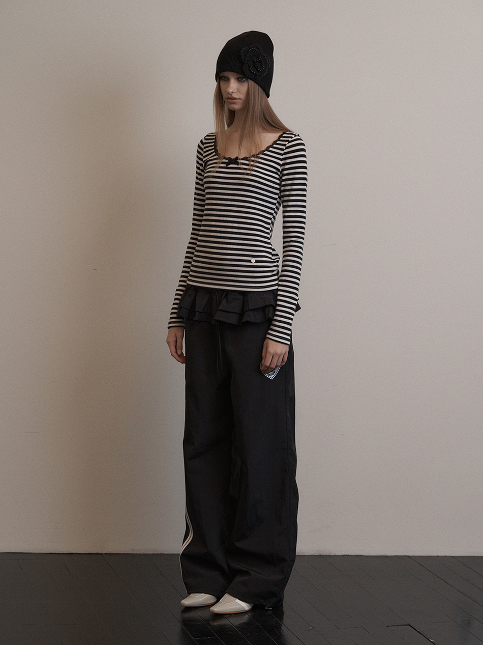 《SETUP-EXE》 STRIPE LACE TOP