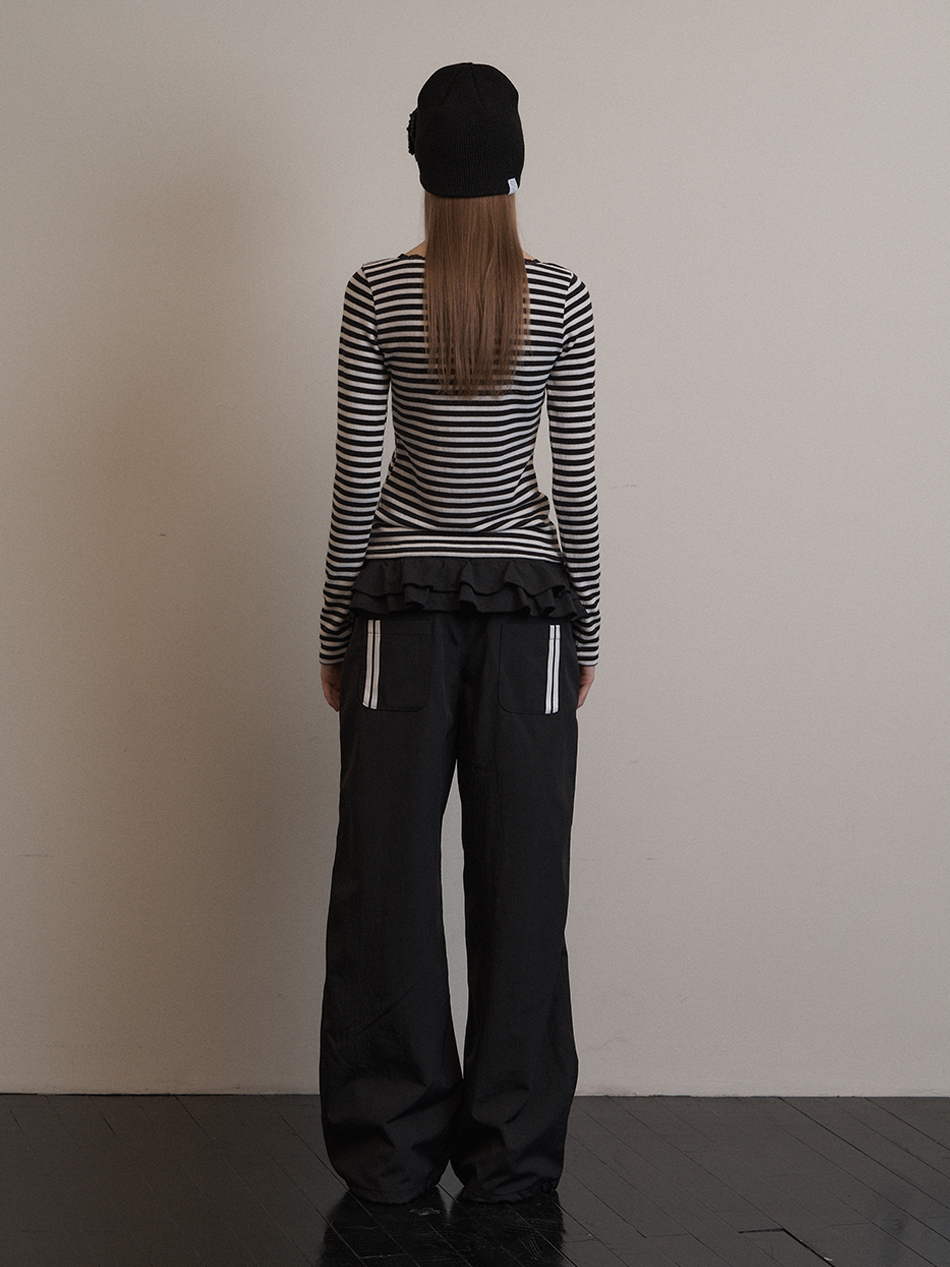 《SETUP-EXE》 STRIPE LACE TOP