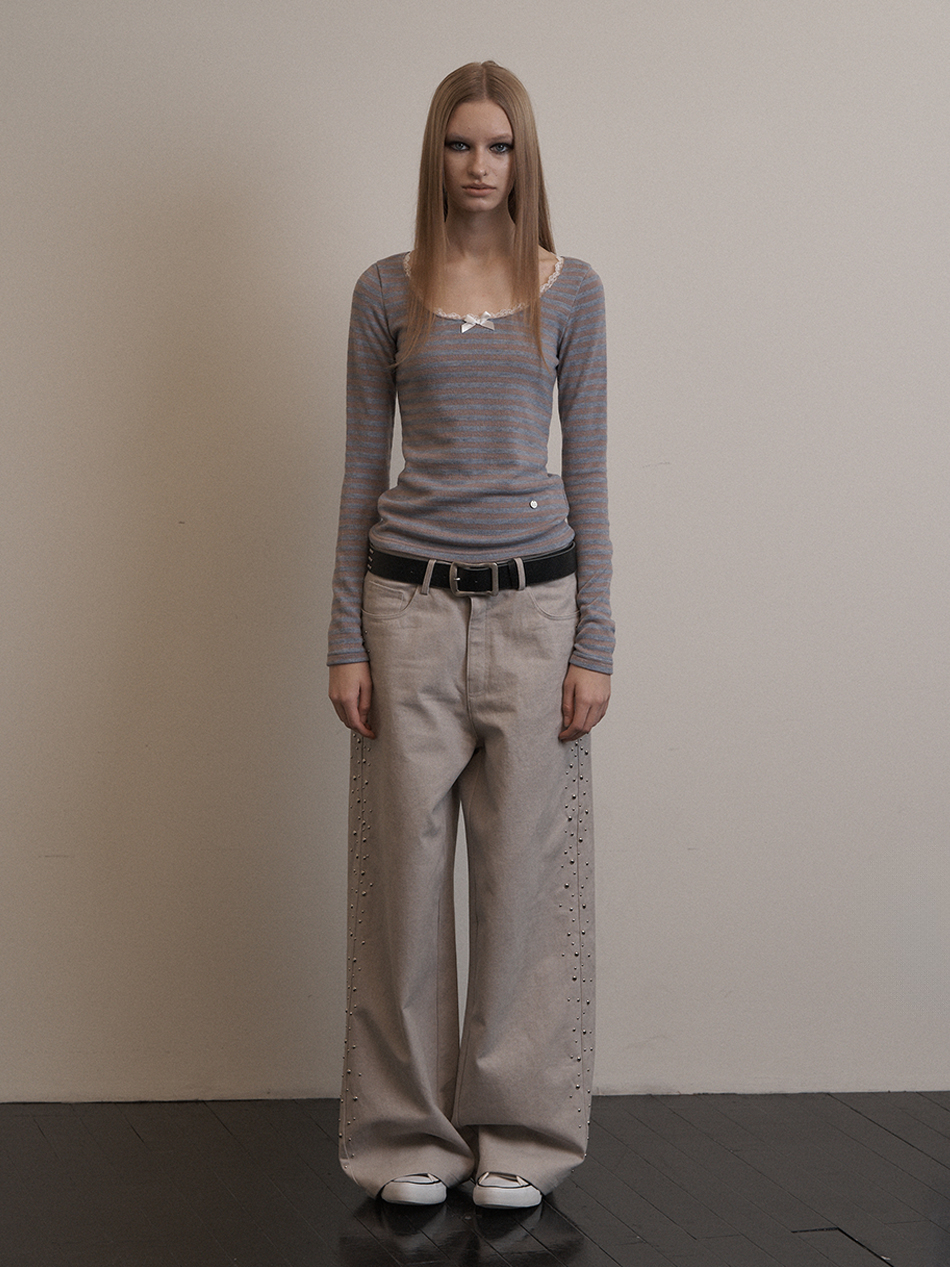 《SETUP-EXE》 STRIPE LACE TOP