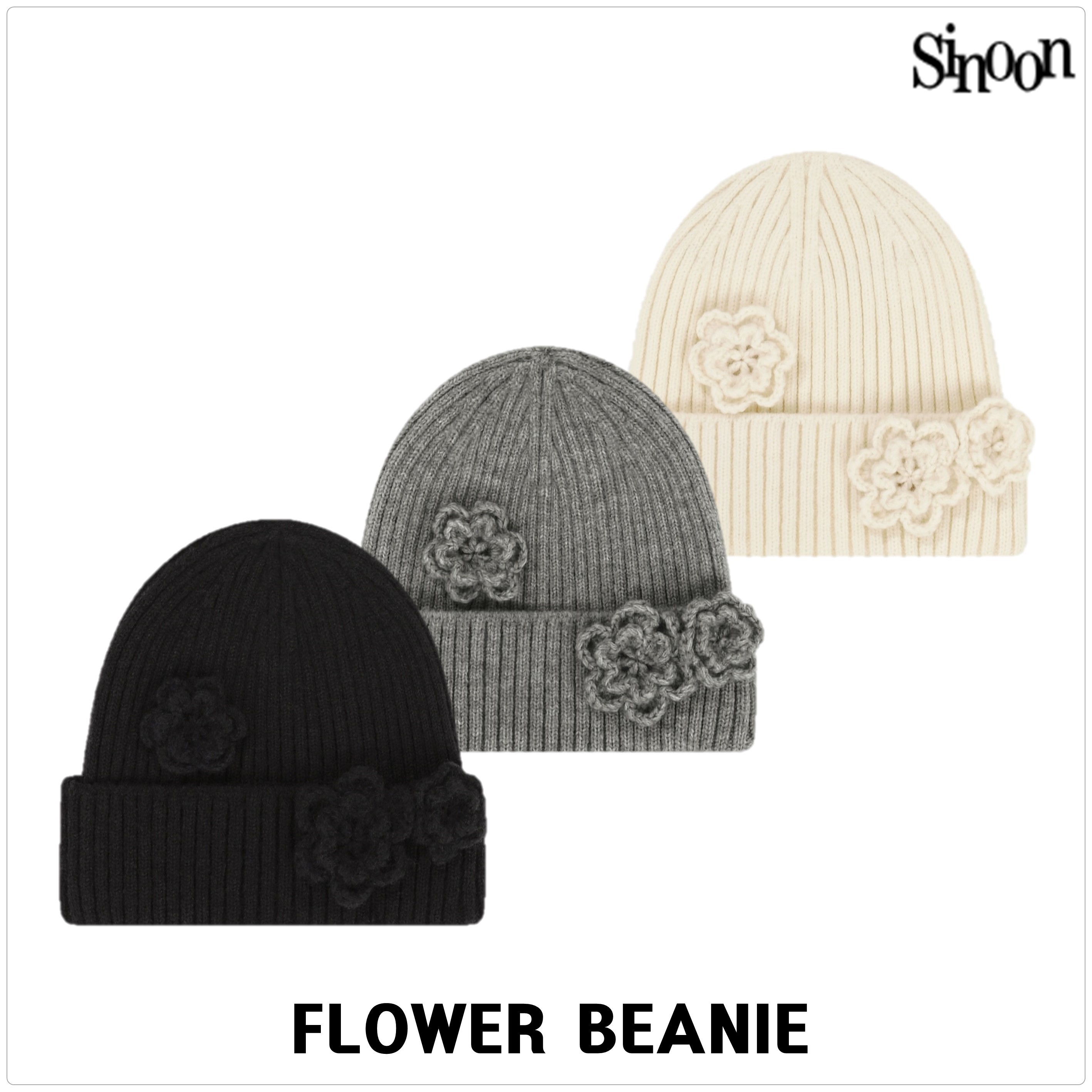 [Sinoon] FLOWER BEANIE★新作・24AW★人気★韓国ファッション★