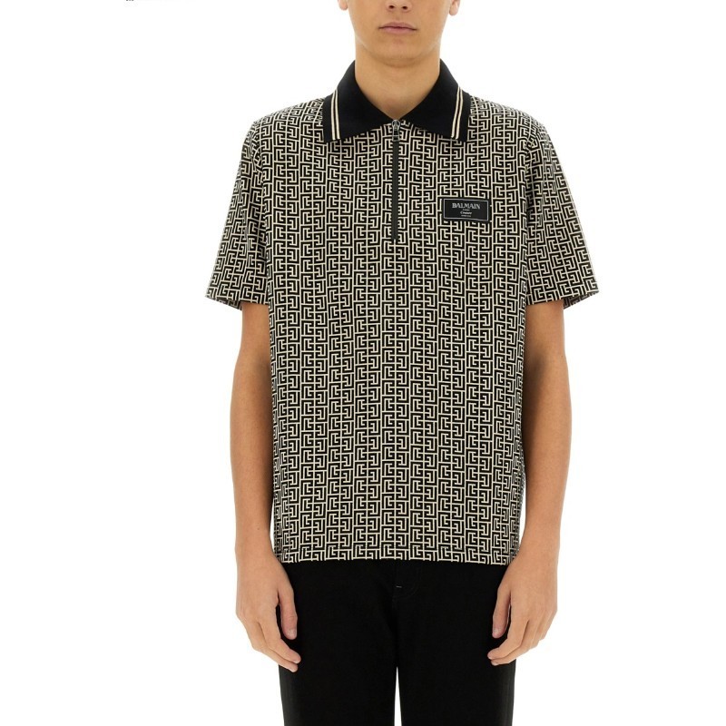 Tシャツ・カットソー BALMAIN SS25 POLO SHIRT WITH MONOGRAM (EH1GC027BC90 GFE)