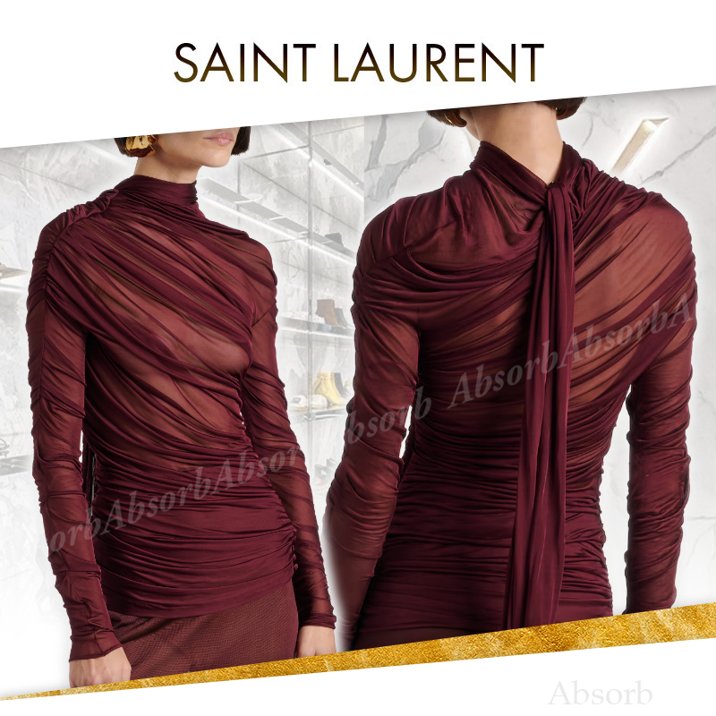【24AW NEW】SAINT LAURENT/ ジャージーボイル ドレープトップス
