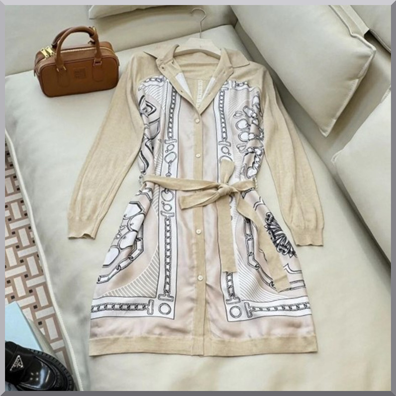 《新作★日本未入荷★》HERMES カレイドスコープ ベルトドレス