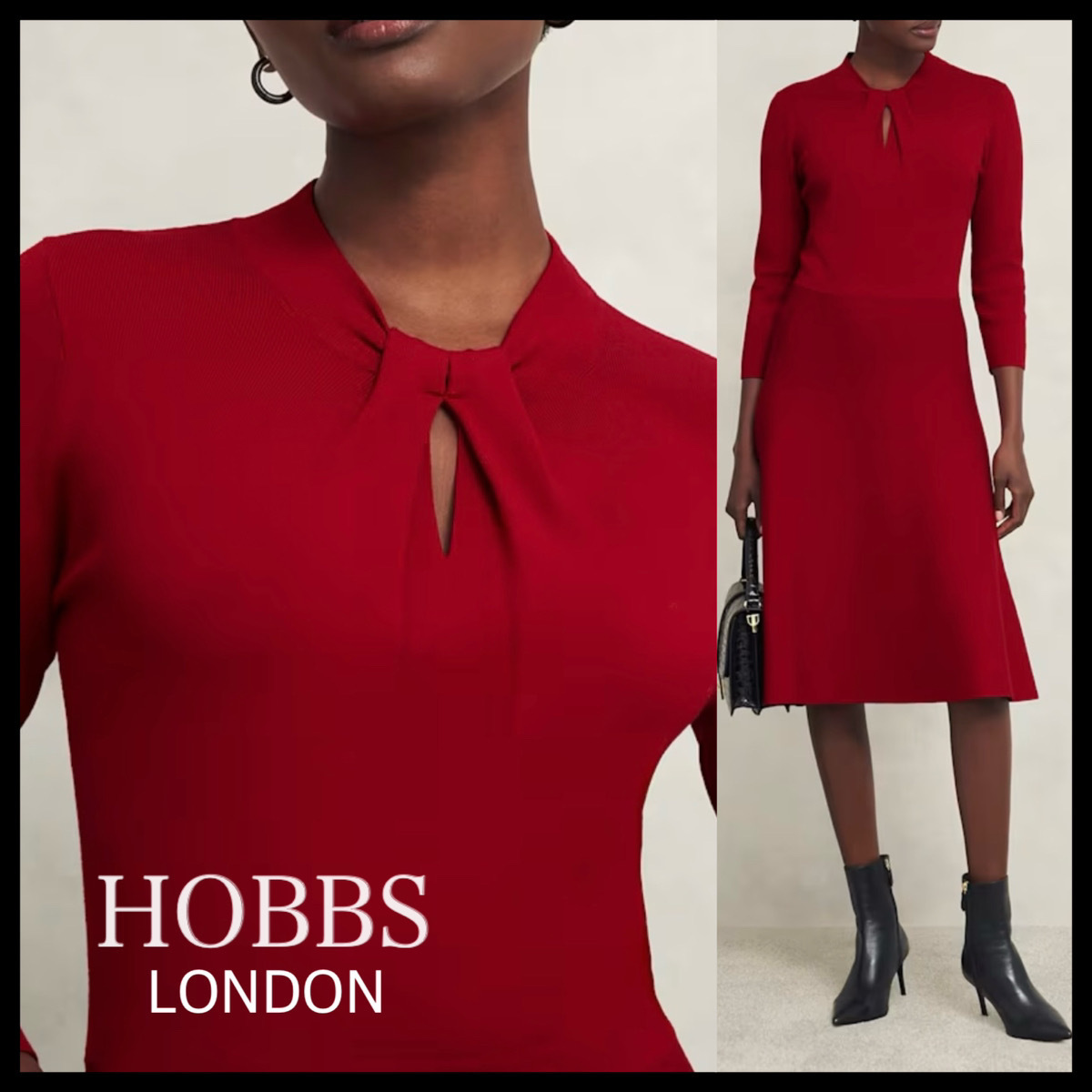 日本未入荷【HOBBS LONDON】Effieツイストネックニットドレス