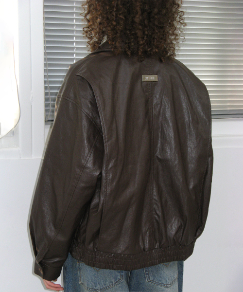 アウターその他 ROCKCAKE Overfit Leather Blouson Jacket Brown RC24JK01200