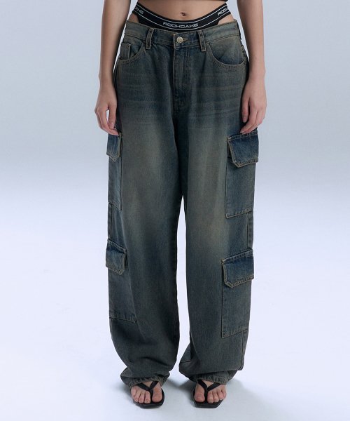 パンツ ROCKCAKE Double Cargo Jeans Vintage Yellow RC23PT02300