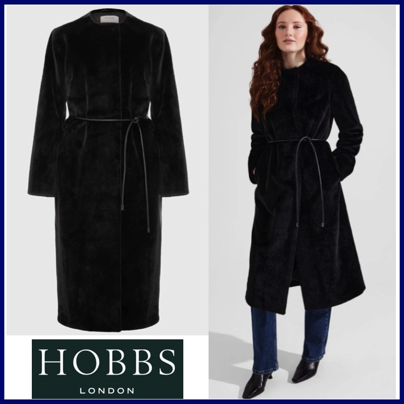 キャサリン妃愛用♪【HOBBS】上品なノーカラー◇ファーコート