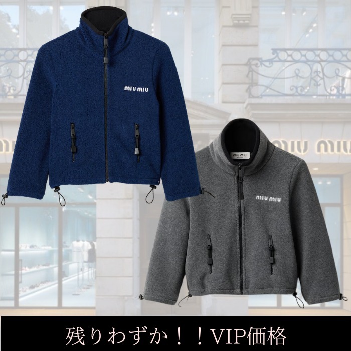 VIP価格【MIUMIU】コットンフリース クロップドスウェットシャツ