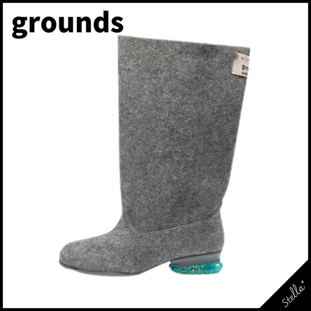 国内発送■grounds■BABY JEWELRY BOOTS GRAY 羊毛フェルト 4cm