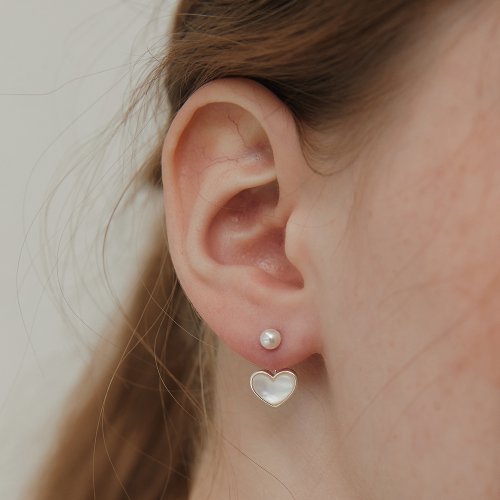 ピアス TATIANA Silver 925 Aurora Heart Pearl Ear Jacket Earrings EC