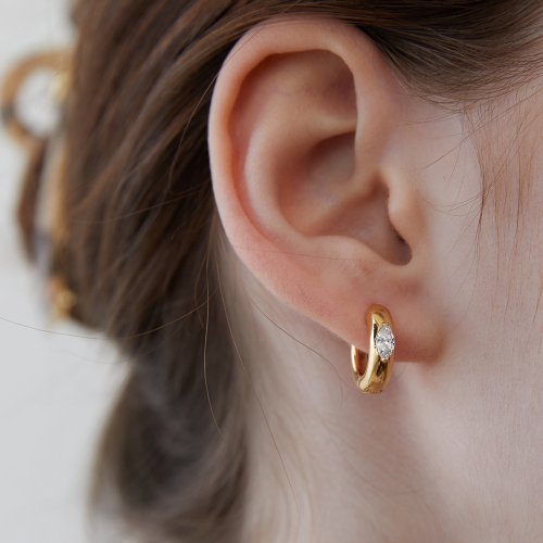 ピアス TATIANA Silver 925 Crystal Inside Hoop Earrings EC1972