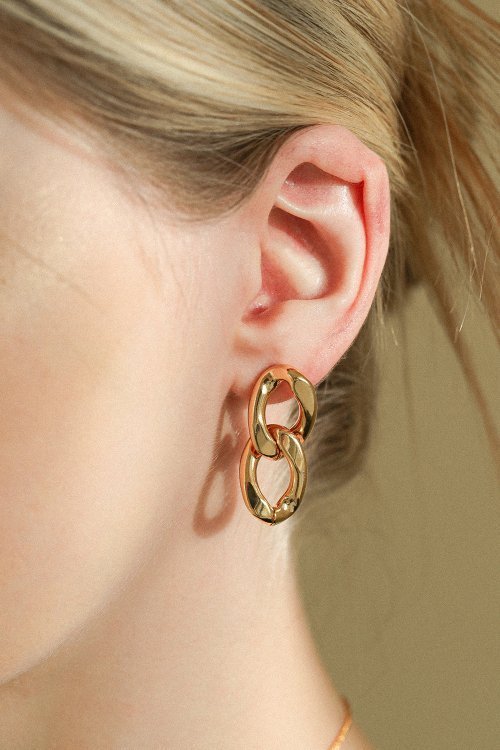 ピアス LAZY DAWN double chain earring