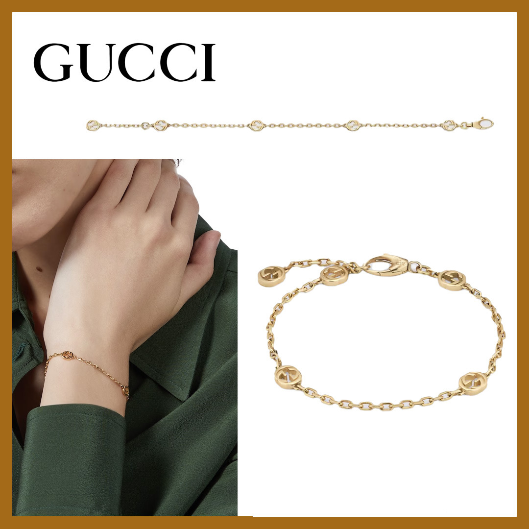 肌に馴染む *GUCCI* グッチ インターロッキング 18Kブレスレット