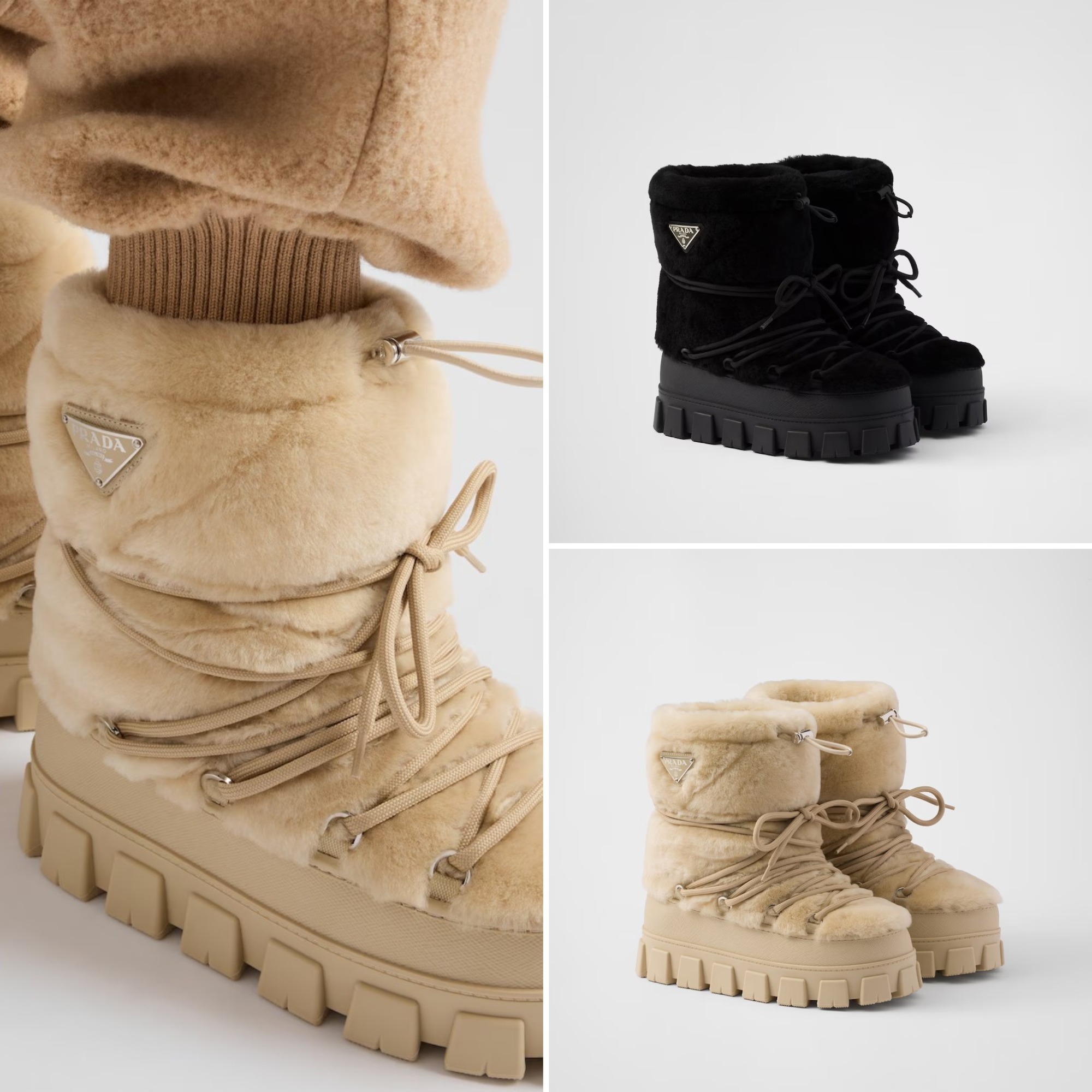 《送料無料》PRADA Shearling apres ski booties