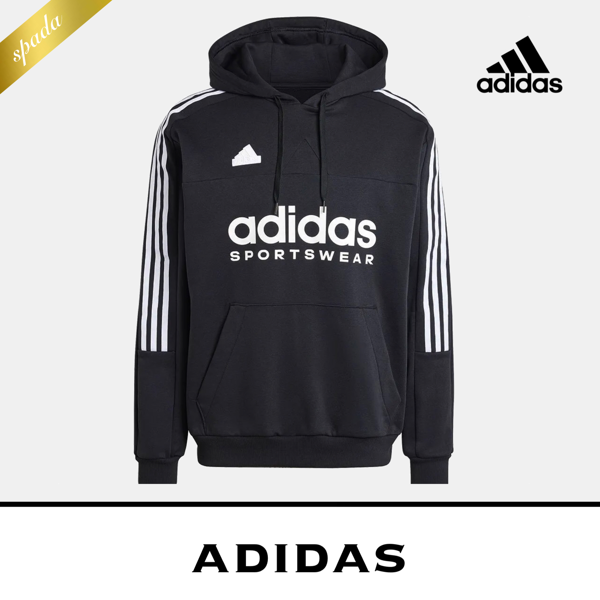【adidas】3Stripes ロゴ パーカー ブラック / 送料無料