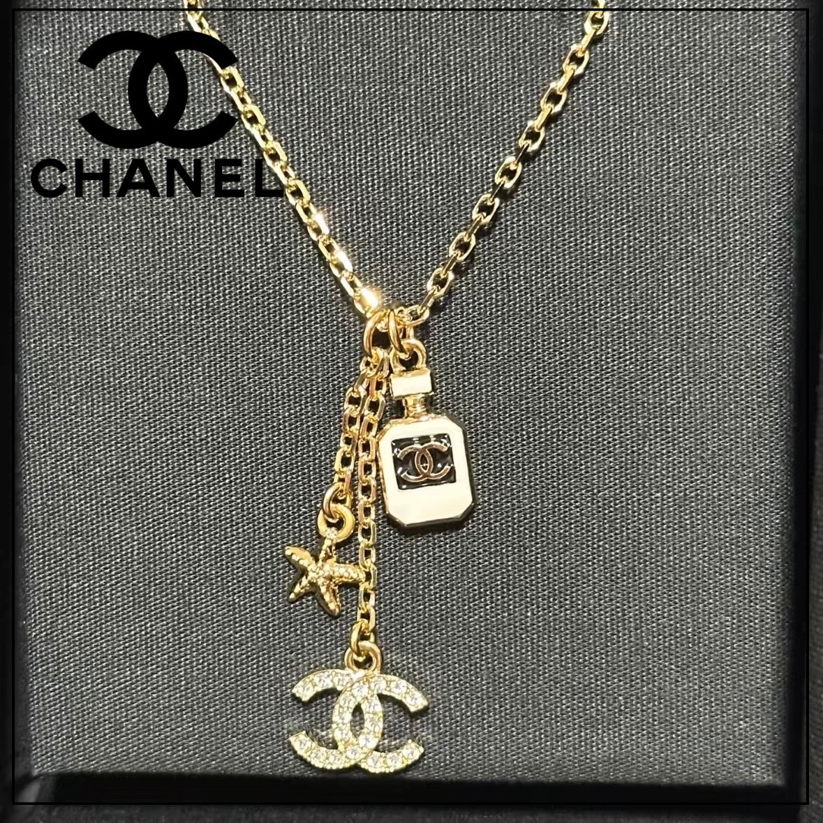 揺れるモチーフが輝く♪【CHANEL】25C CCロゴ ネックレス