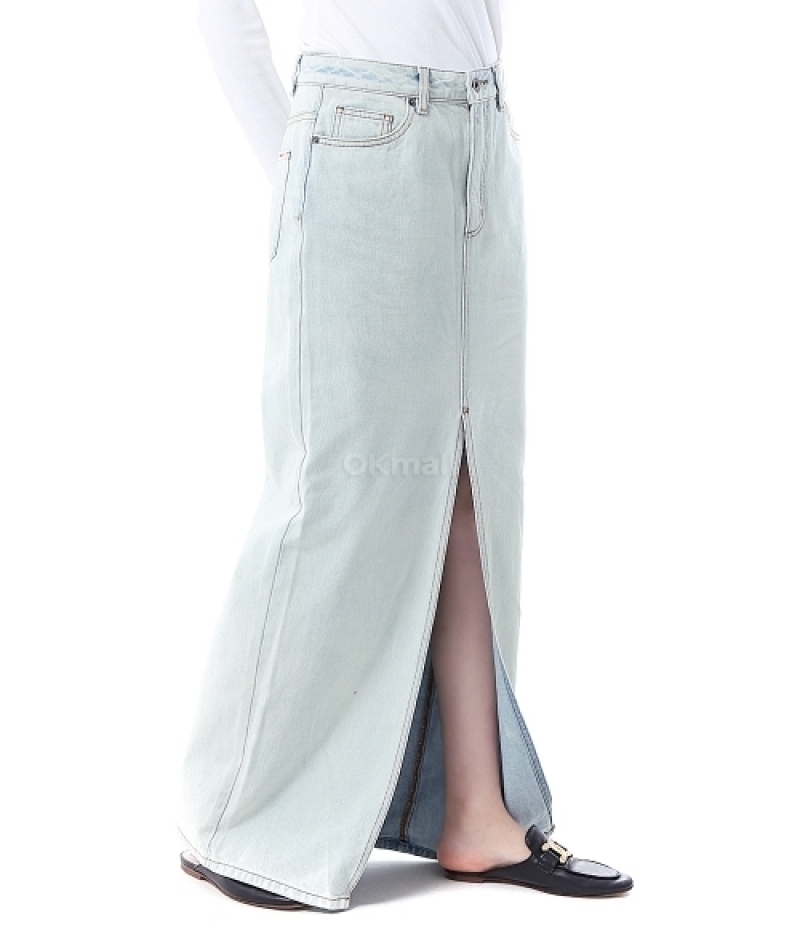 Self-Portrait｜SKIRTS (BLEACH WASH DENIM MAXI SKIRT (PF2