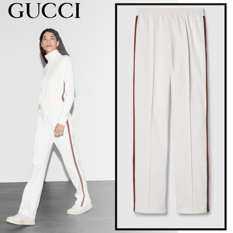 25新作 GUCCI レディース ジャージードリル ジョギングパンツ