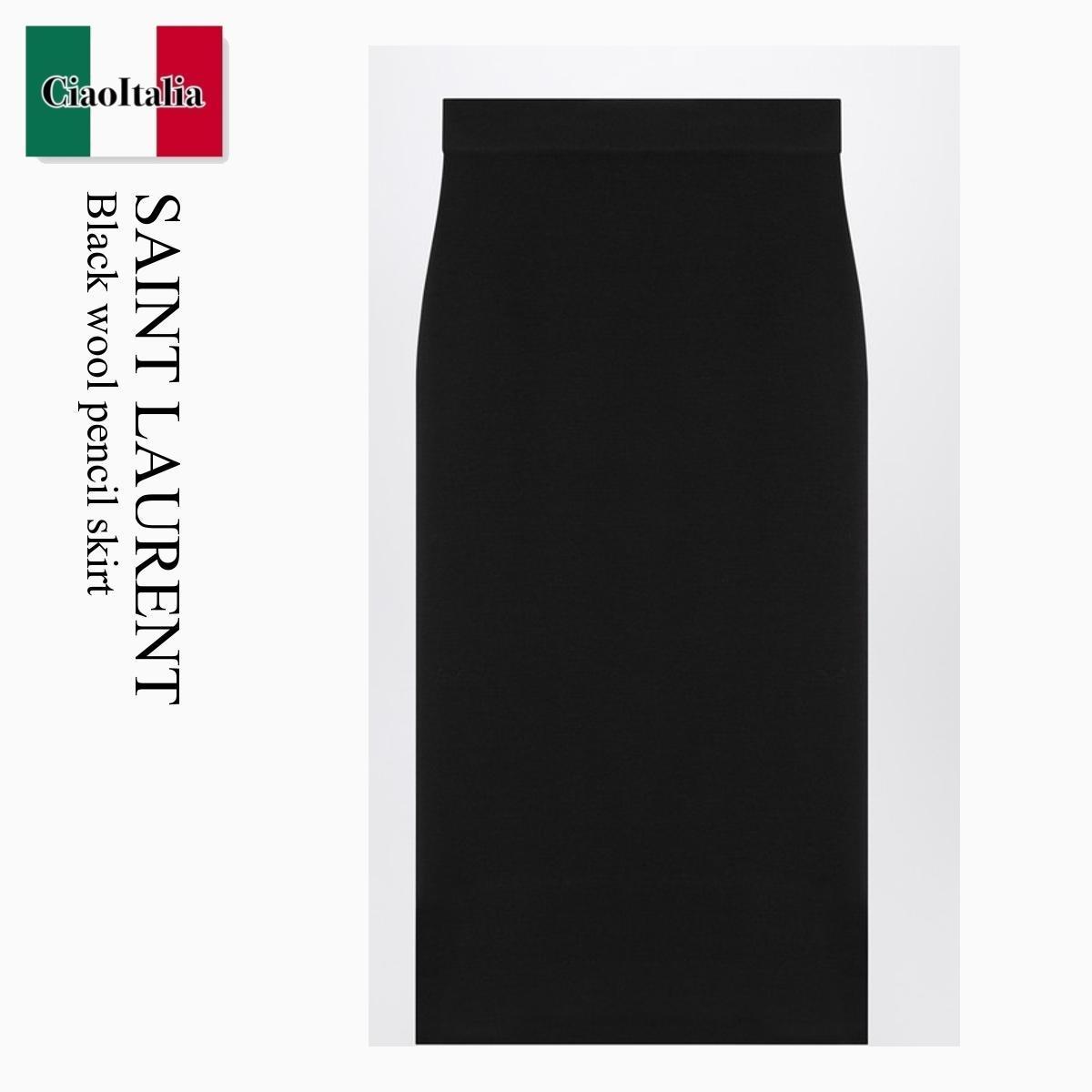 スカート Saint Laurent Black Wool Pencil Skirt