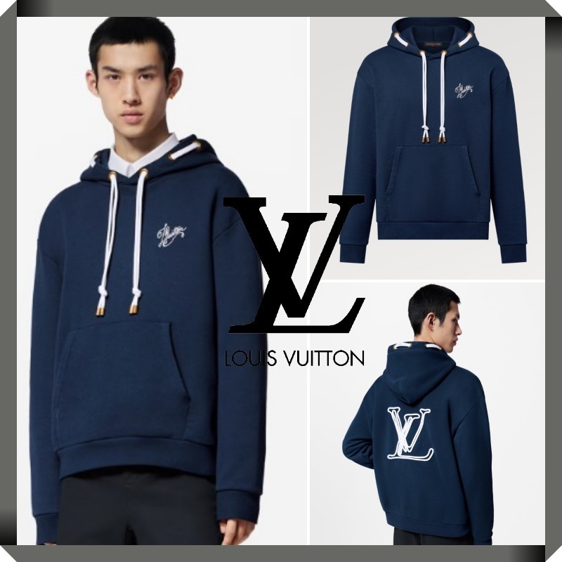 24-25AW☆大人気♪Louis Vuitton☆フーディ ネイビー コットン