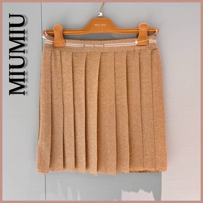 【MiuMiu】プリーツニットミニスカート Miu Miu プリーツ ミニスカート | ブルー | FARFETCH JP