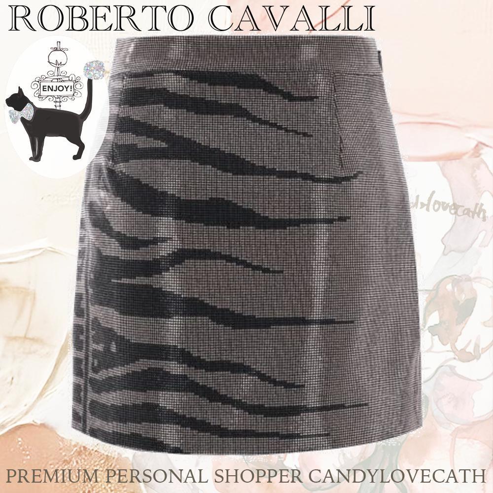 スカート ROBERTO CAVALLI RHINESTONE-EMBELLISHED CREPE MINISKIRT