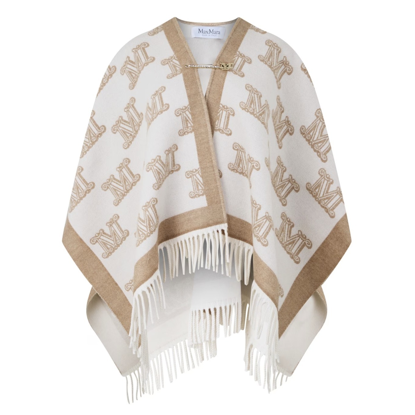 VIPセール■Max Mara■ウール フリンジ ケープ ポンチョ