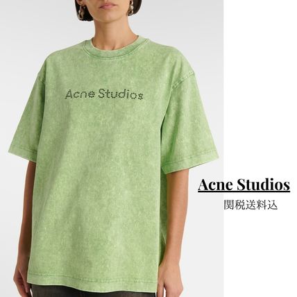 Acne Studio エクスフォードフェイスコットンジャージーTシャツ ACNE STUDIOS コットンジャージー Tシャツ ダメージ加工 ロゴ