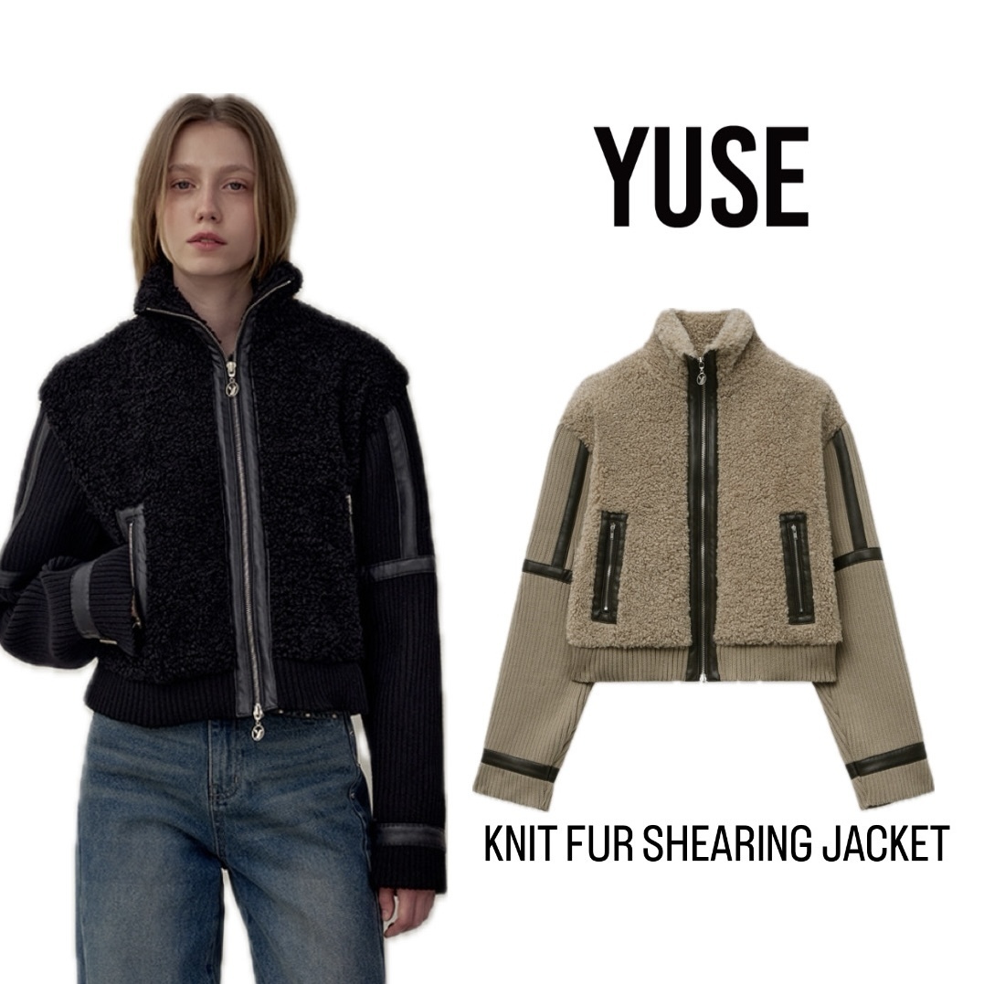 【YUSE】ニット ファー シェアリング ジャケット