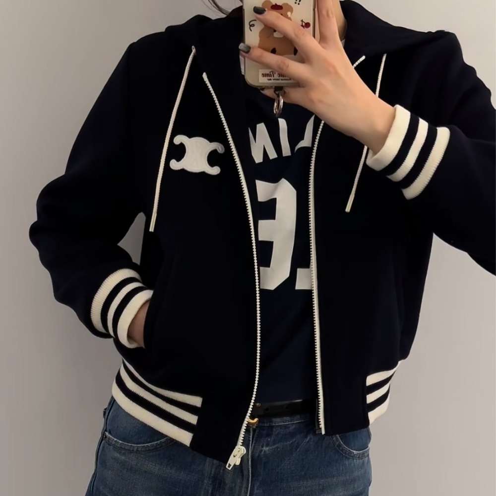 《大人可愛い》【CELINE】トリオンフブルゾン カシミア ネイビー