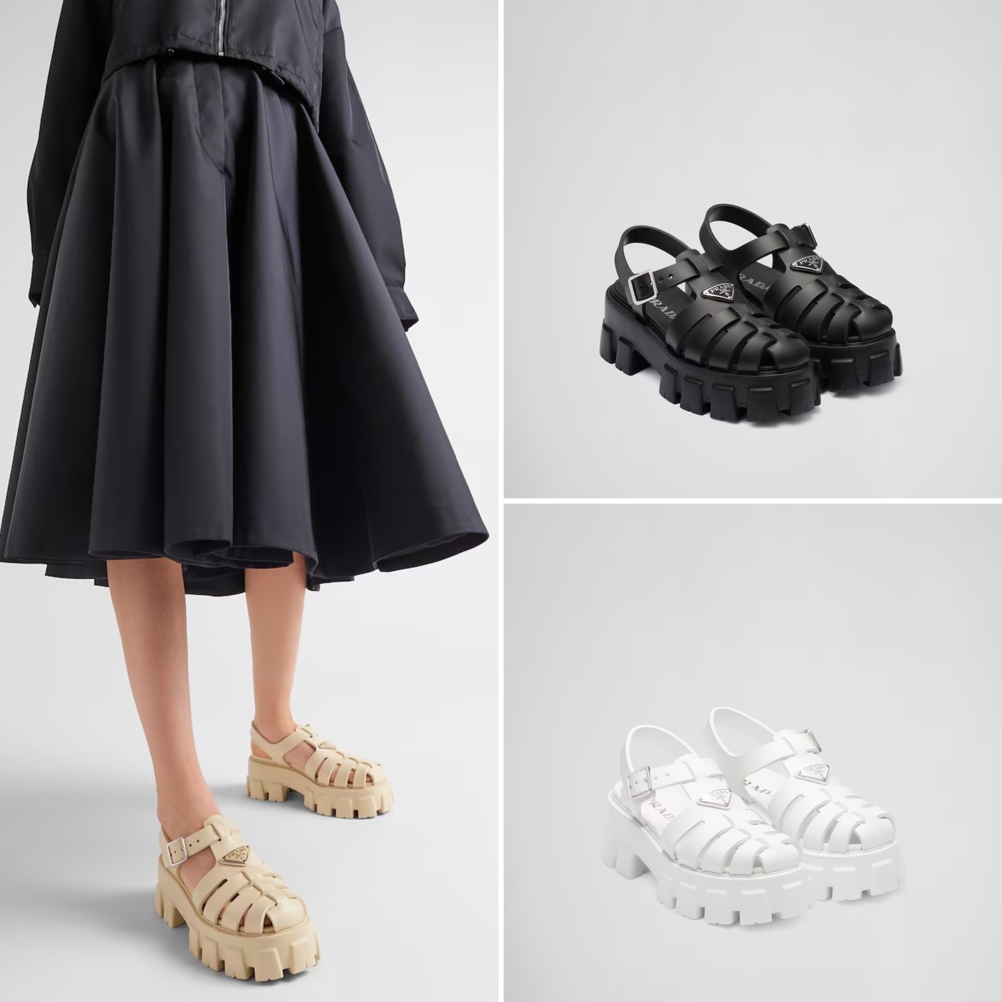 《送料無料》PRADA Rubber Monolith sandals