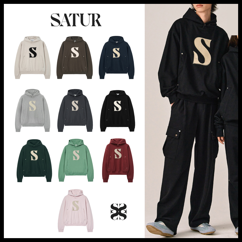 パーカー・フーディ SATUR Rivet Applique Pocket Logo Hood Classic Green SATUR】Rivet Applique Pocket Logo Hoodie /追跡付 (SATUR