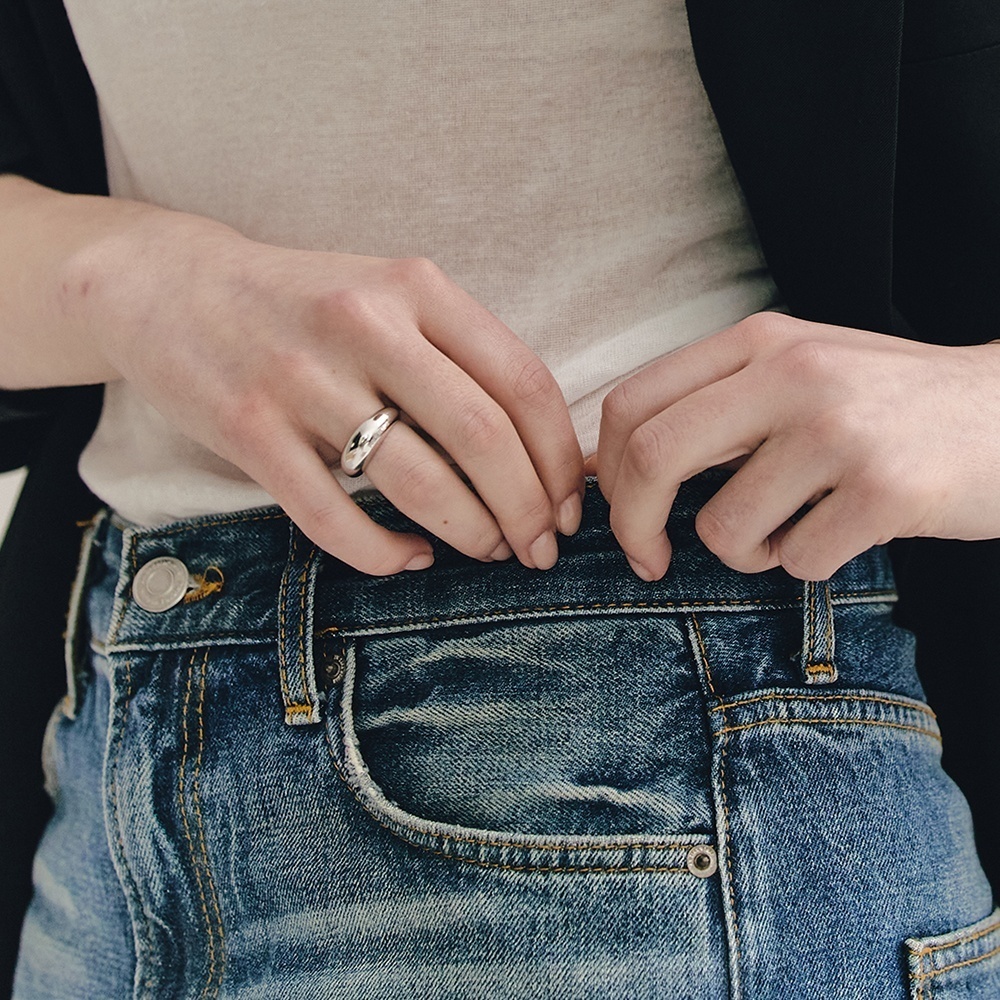 ◇HYERES LOR◇ Champagne Moon Silver (W) Chunky Ring L HL2R8